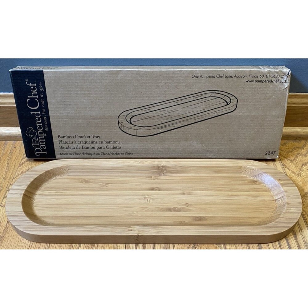 Pampered Chef Bamboo Cracker Tray Appetizer Snack Cheese Platter #2247 15" New